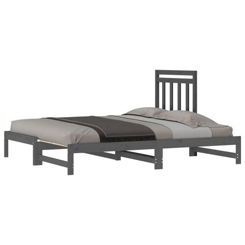 Daybed med udtræk 2x(90x200) cm massivt fyrretræ grå