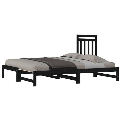 Daybed med udtræk 2x(90x200) cm massivt fyrretræ sort
