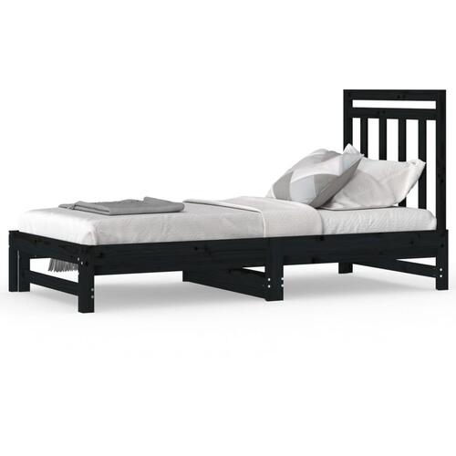 Daybed med udtræk 2x(90x190) cm massivt fyrretræ sort