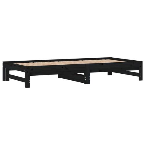 Daybed med udtræk 2x(90x190) cm massivt fyrretræ sort