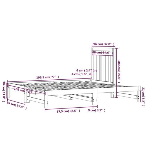 Daybed med udtræk 2x(90x190) cm massivt fyrretræ sort