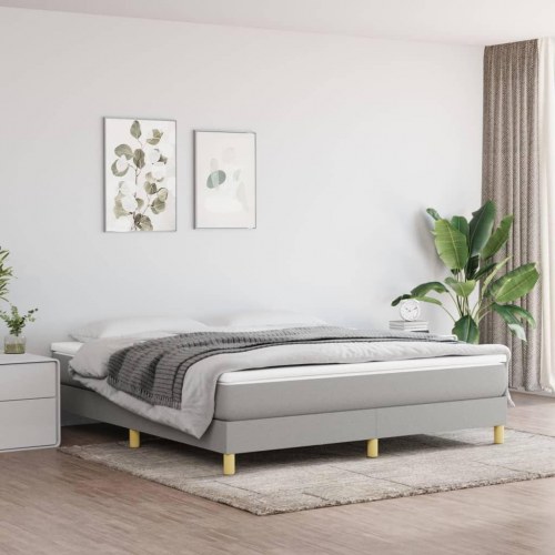 Boxspring sengeramme 160x200 cm i stof - lysegrå