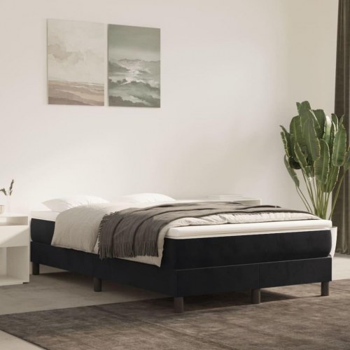 Boxspring sengeramme i fløjl - sort 120×200 cm
