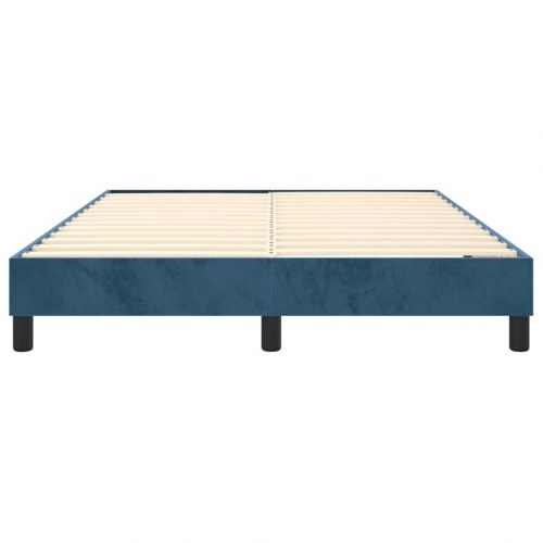 Boxspring sengeramme i fløjl - mørkeblå 140 x 190 cm