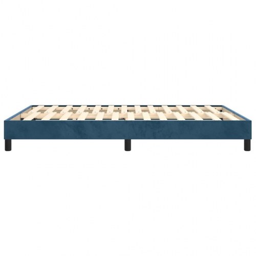Boxspring sengeramme i fløjl - mørkeblå 140 x 190 cm