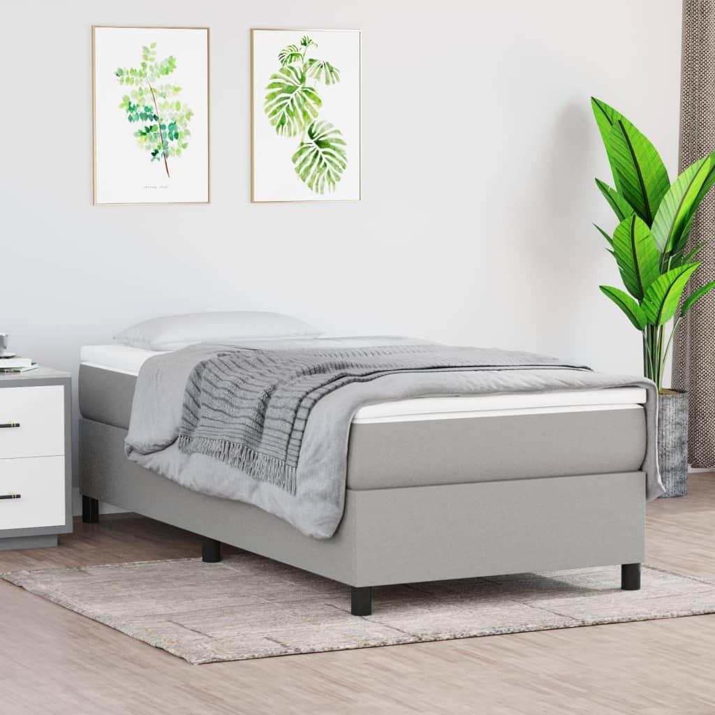 Sengeramme til kontinentalseng 100x200 cm stof lysegrå