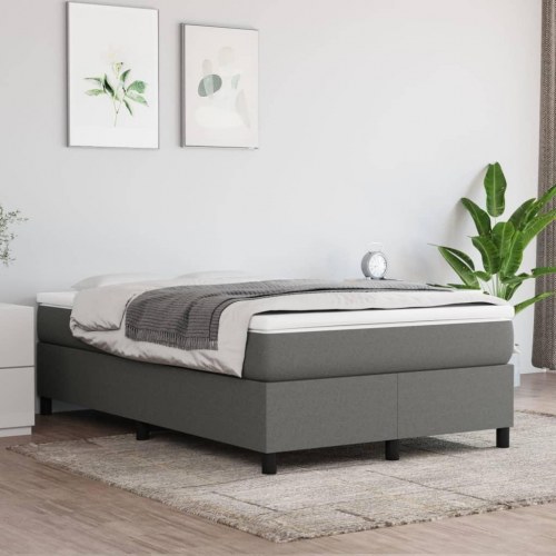 Boxspring sengeramme i stof - mørkegrå 120 × 200 cm