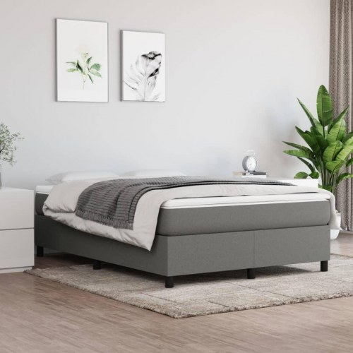 Boxspring sengeramme 140 x 190 cm - stof, mørkegrå