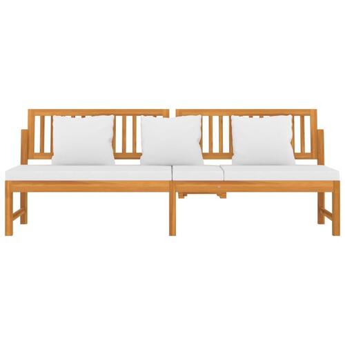 Daybed med cremefarvet hynde 200x60x75 cm massivt akacietræ