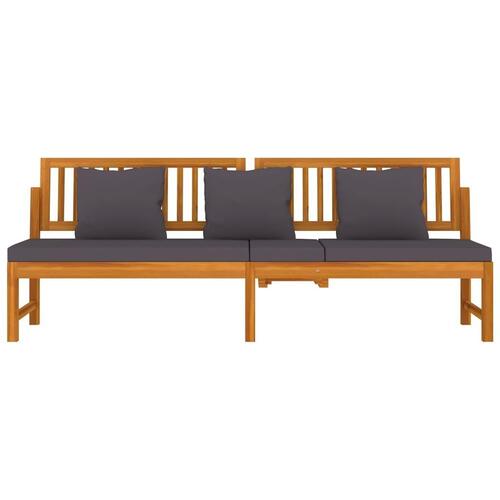 Daybed med cremefarvet hynde 200x60x75 cm massivt akacietræ grå