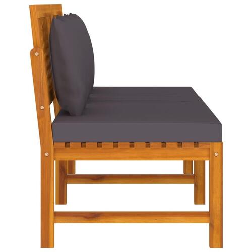 Daybed med cremefarvet hynde 200x60x75 cm massivt akacietræ grå