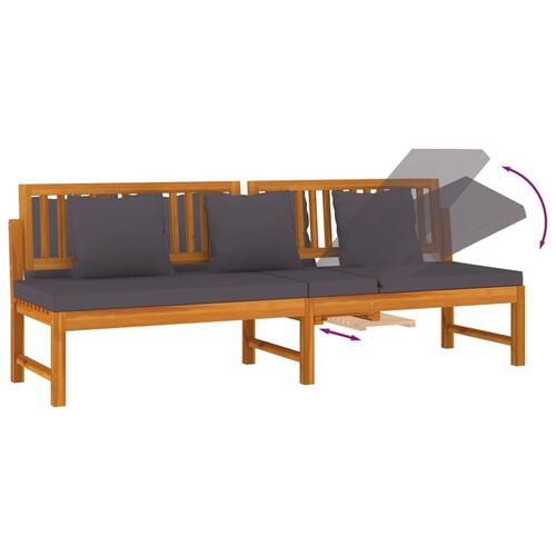 Daybed med cremefarvet hynde 200x60x75 cm massivt akacietræ grå