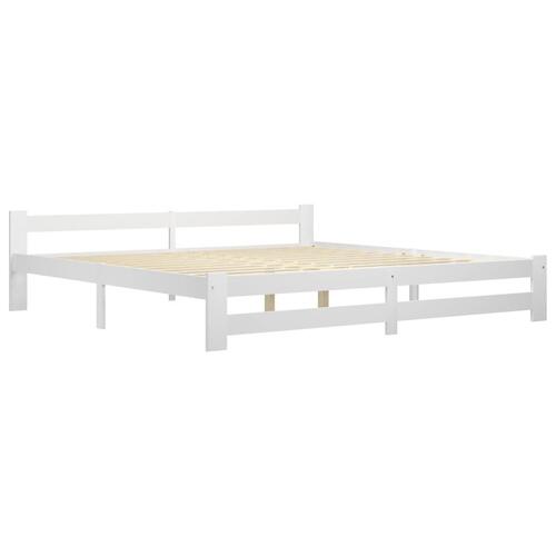 Sengestel 200x200 cm massivt fyrretræ hvid