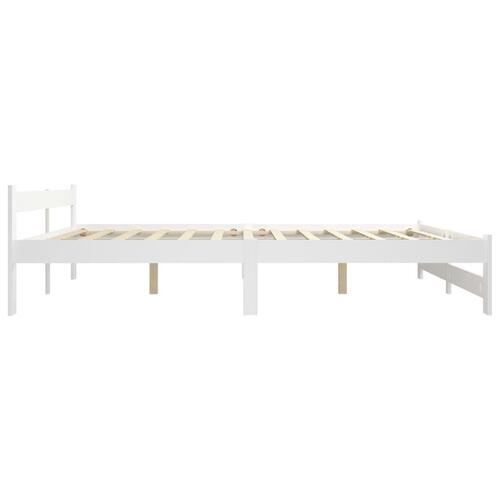 Sengestel 200x200 cm massivt fyrretræ hvid