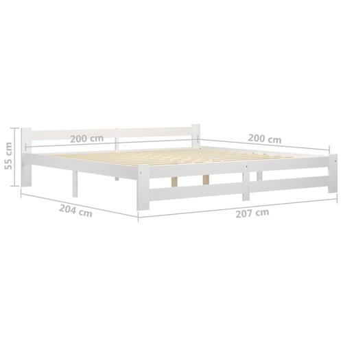 Sengestel 200x200 cm massivt fyrretræ hvid