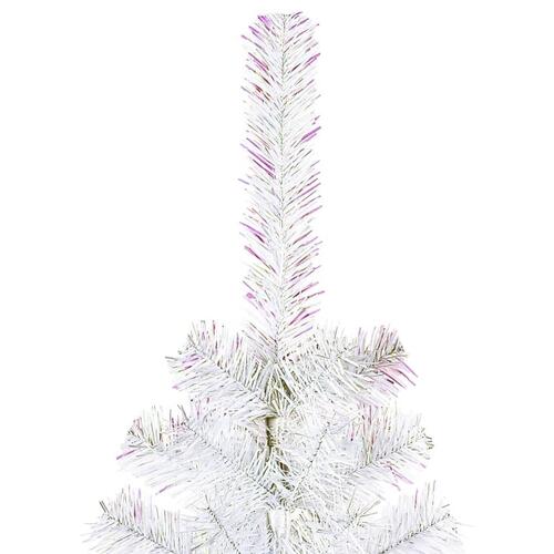 Kunstigt juletræ med farverige grene 150 cm PVC hvid