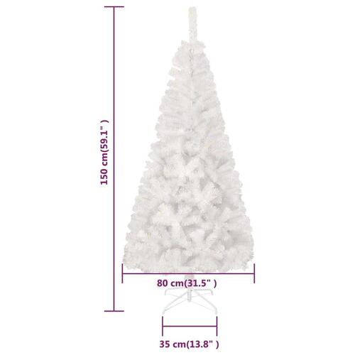 Kunstigt juletræ med farverige grene 150 cm PVC hvid