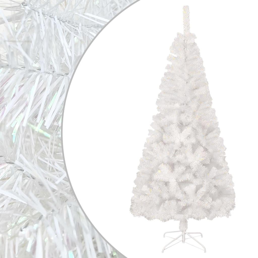 Kunstigt juletræ med farverige grene 240 cm PVC hvid
