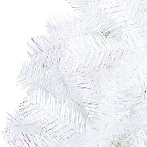 Kunstigt juletræ med farverige grene 240 cm PVC hvid