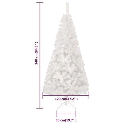 Kunstigt juletræ med farverige grene 240 cm PVC hvid