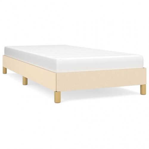 Sengeramme uden madras 90x190 cm - stof, cremefarvet
