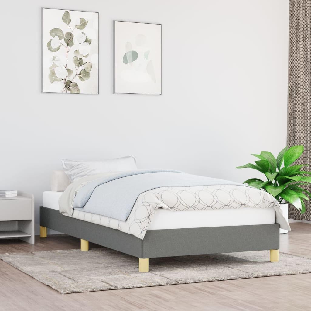 Sengeramme uden madras Mørkegrå 90x200 cm Stof