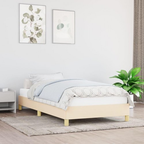 Sengeramme i stof 90x200 cm - cremefarvet, uden madras