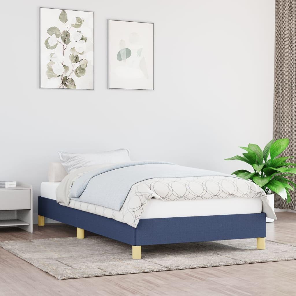 Sengeramme 90x200 cm stof blå