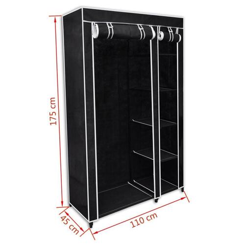 Foldeklædeskab 110 x 45 x 175 cm sort