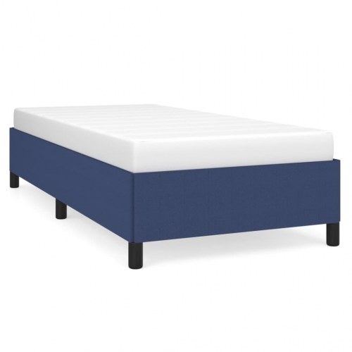 Sengeramme uden madras 90×200 cm i blå stof - enkeltmandsseng med lamelbunde