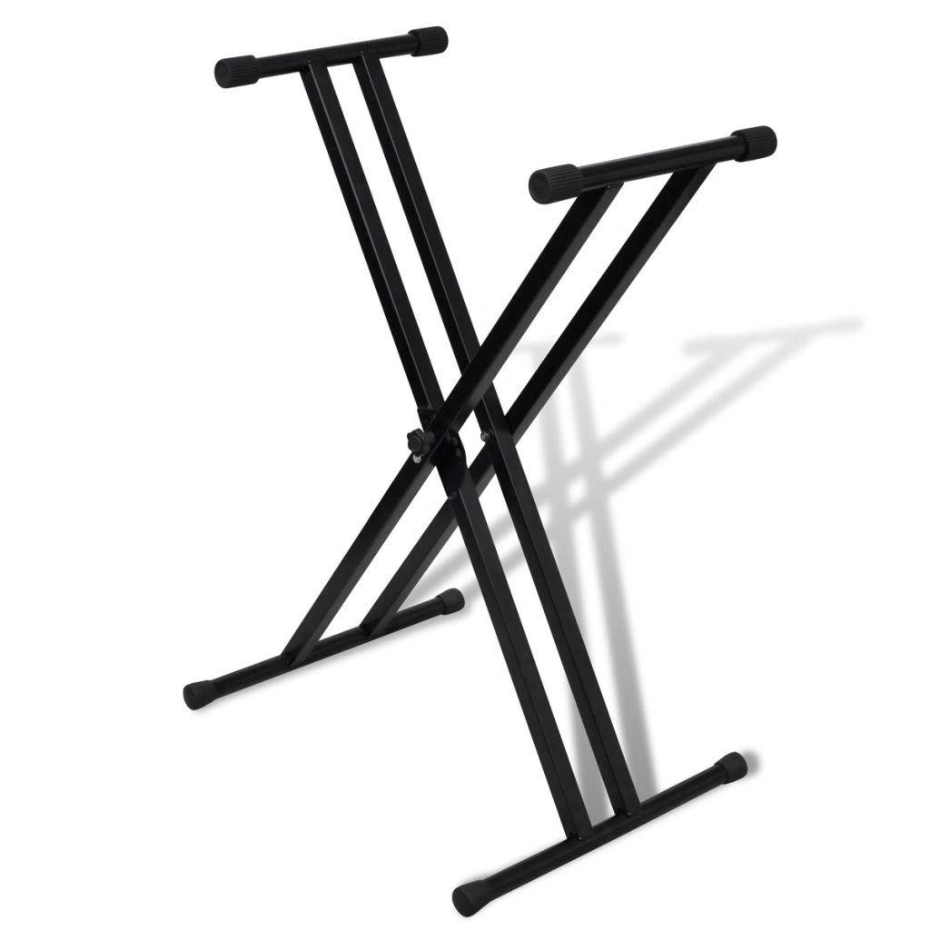 Justerbart, dobbelt afstivet keyboardstativ med X-ramme