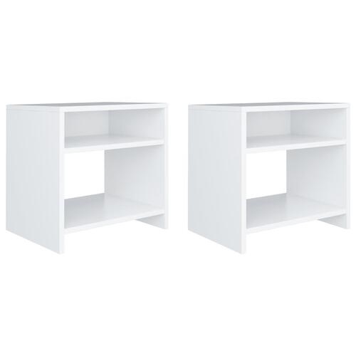 Sengeborde 2 stk. 40x30x40 cm konstrueret træ hvid