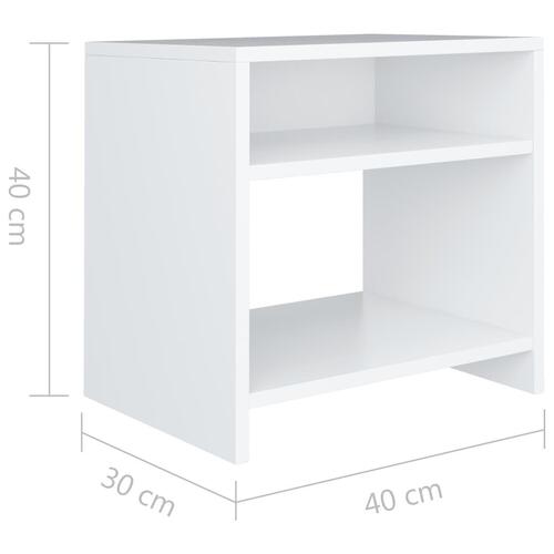 Sengeborde 2 stk. 40x30x40 cm konstrueret træ hvid
