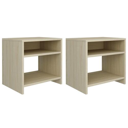 Sengeborde 2 stk. 40x30x40 cm konstrueret træ Sonoma-eg