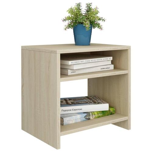 Sengeborde 2 stk. 40x30x40 cm konstrueret træ Sonoma-eg