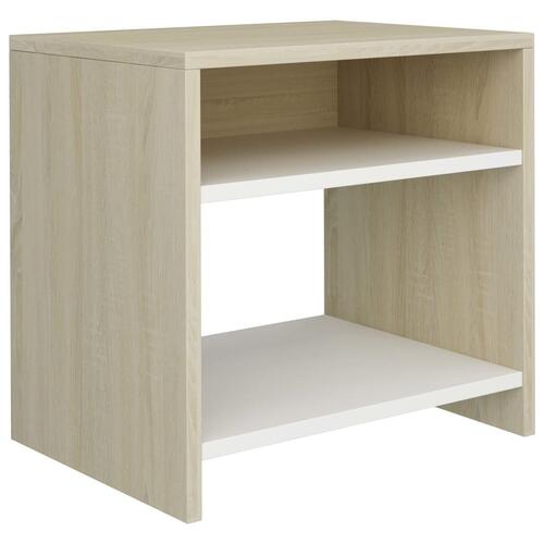 Sengeskabe 2 stk. 40 x 30 x 40 cm spånplade hvid sonoma-egetræ