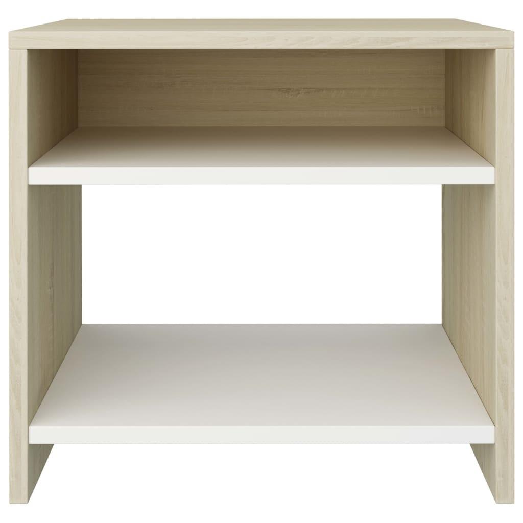 Sengeskabe 2 stk. 40 x 30 x 40 cm spånplade hvid sonoma-egetræ
