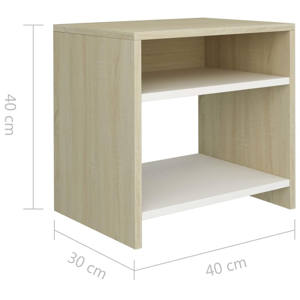 Sengeskabe 2 stk. 40 x 30 x 40 cm spånplade hvid sonoma-egetræ