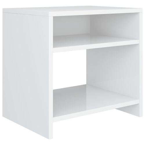 Sengebord 40x30x40 cm konstrueret træ hvid højglans