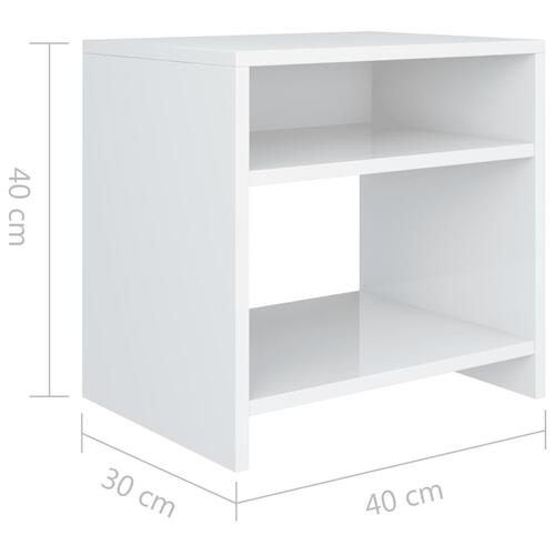 Sengebord 40x30x40 cm konstrueret træ hvid højglans