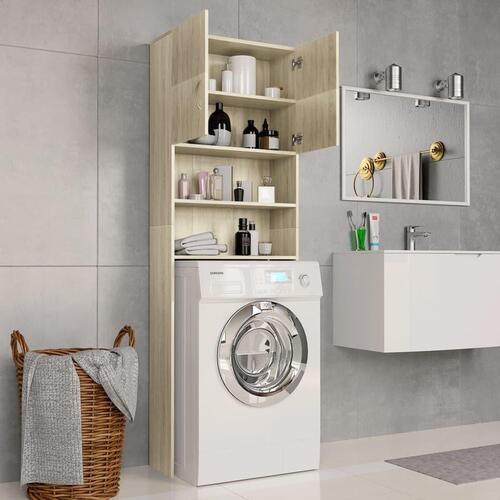 Vaskemaskineskab 64x25,5x190 cm konstrueret træ Sonoma-eg