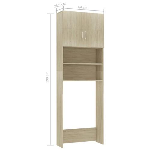 Vaskemaskineskab 64x25,5x190 cm konstrueret træ Sonoma-eg