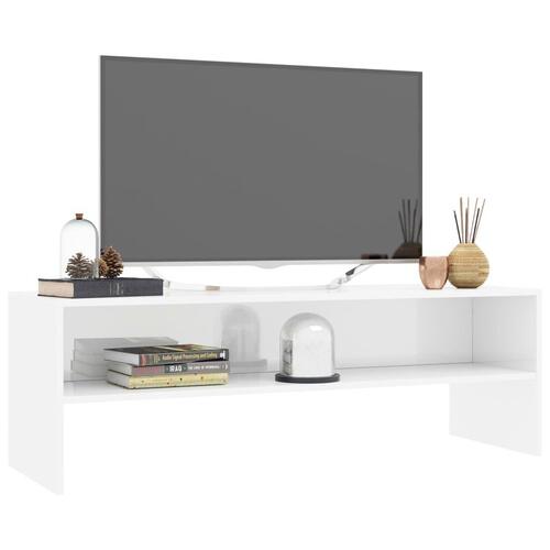 Tv-bord 120x40x40 cm konstrueret træ hvid højglans