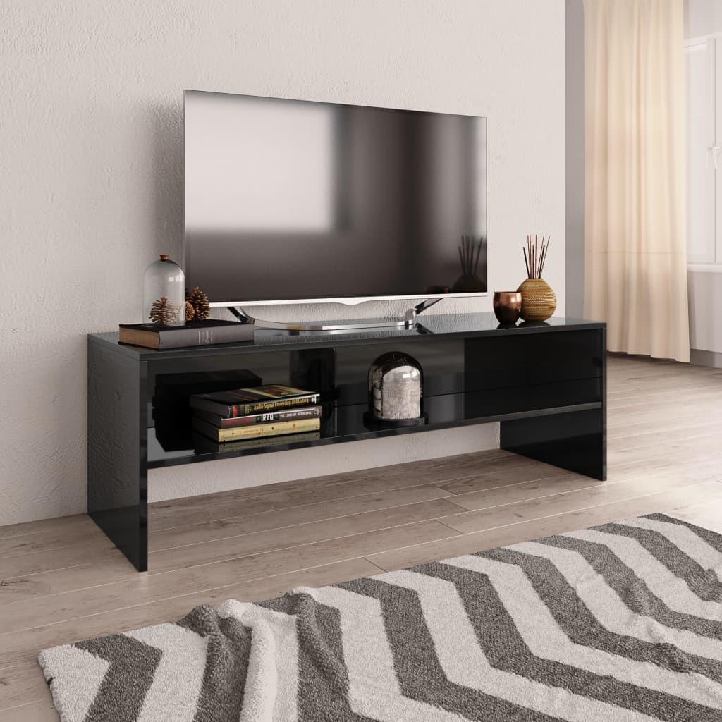 Tv-bord 120x40x40 cm konstrueret træ sort højglans
