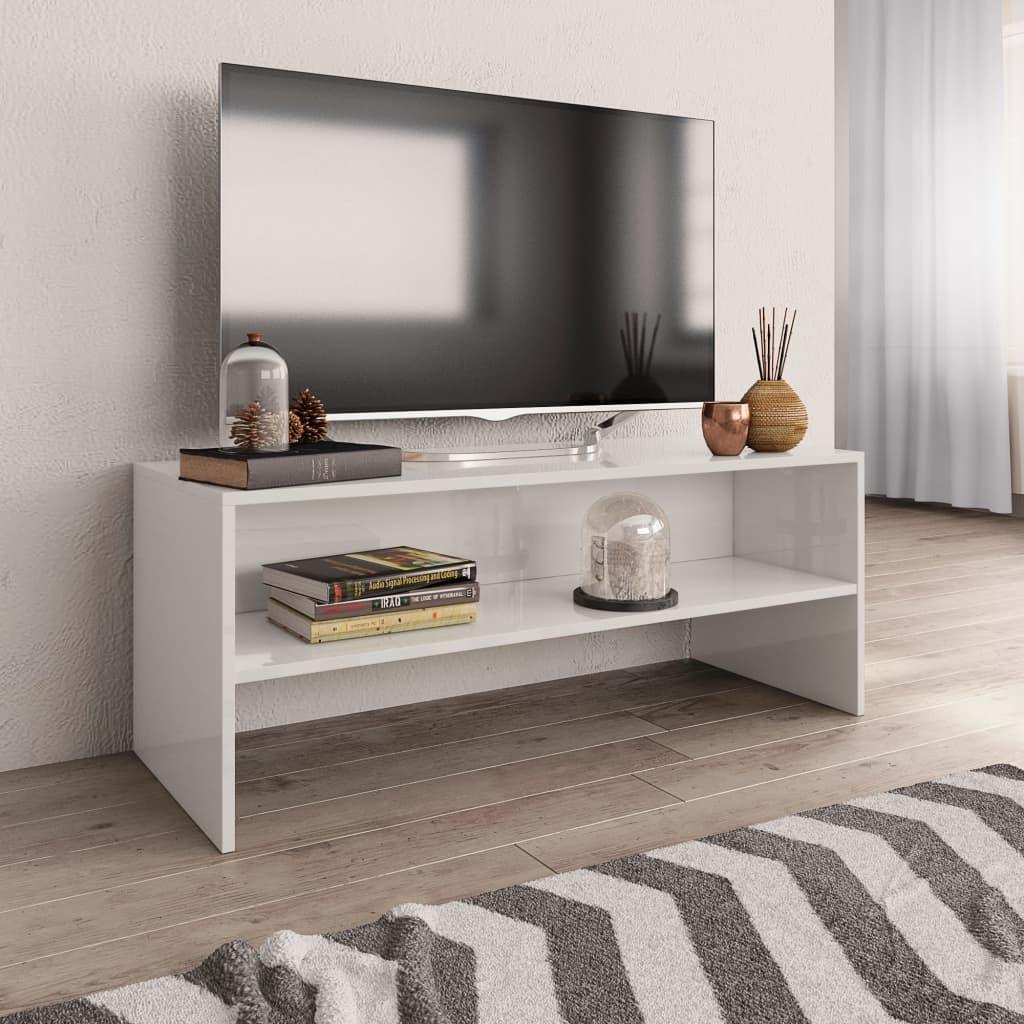 Tv-bord 100x40x40 cm konstrueret træ hvid højglans