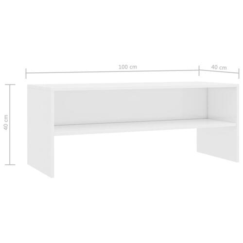 Tv-bord 100x40x40 cm konstrueret træ hvid højglans
