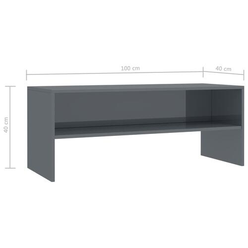 Tv-bord 100x40x40 cm konstrueret træ grå højglans