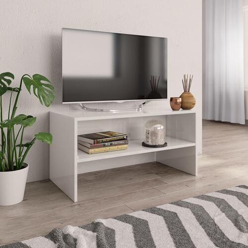 Tv-bord 80x40x40 cm konstrueret træ hvid højglans