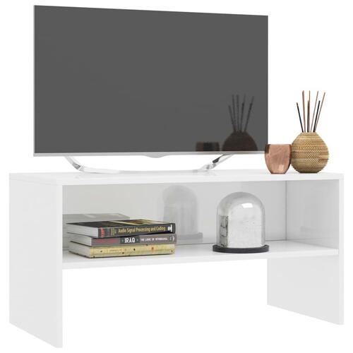 Tv-bord 80x40x40 cm konstrueret træ hvid højglans