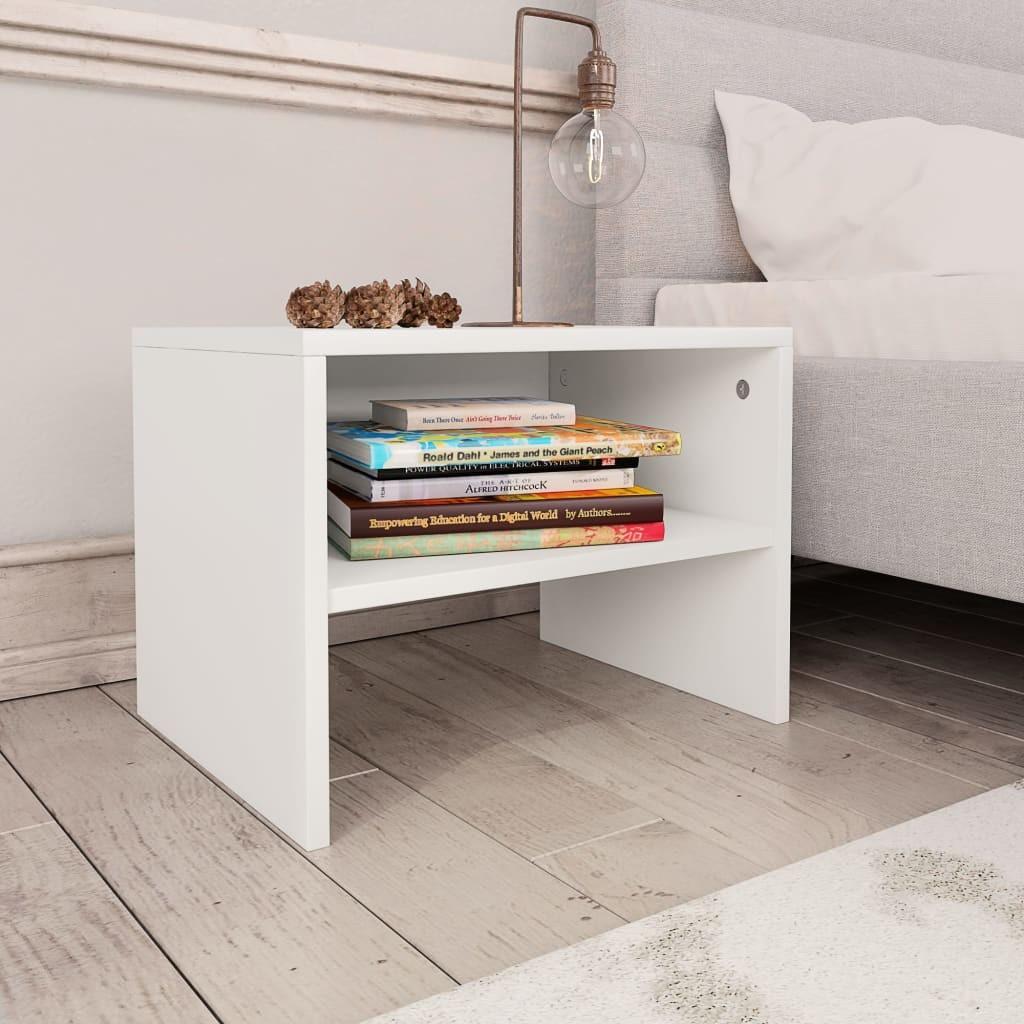 Sengeborde 2 stk. 40x30x30 cm konstrueret træ hvid